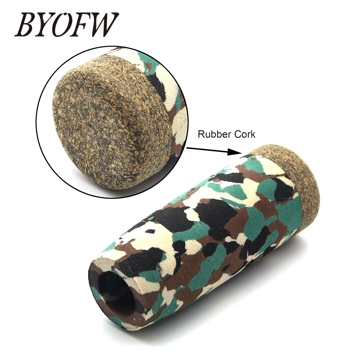 BYOFW Green Camouflage Spinning Fishing Rod Handle Grip Rubber Cork Butt  With 16# IPS Style Reel Seat Pole Building Replacement