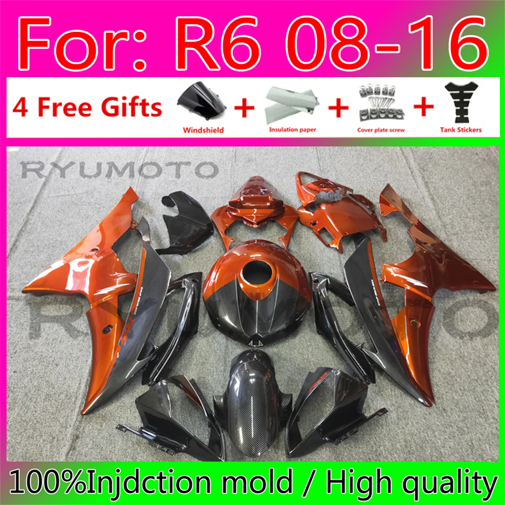 

Мотоциклетные комплекты обтекателей для Yamaha YZF R6 2008 2009 10 2011 12 13 15 16 Обтекатели для кузова Φ 08 09 11