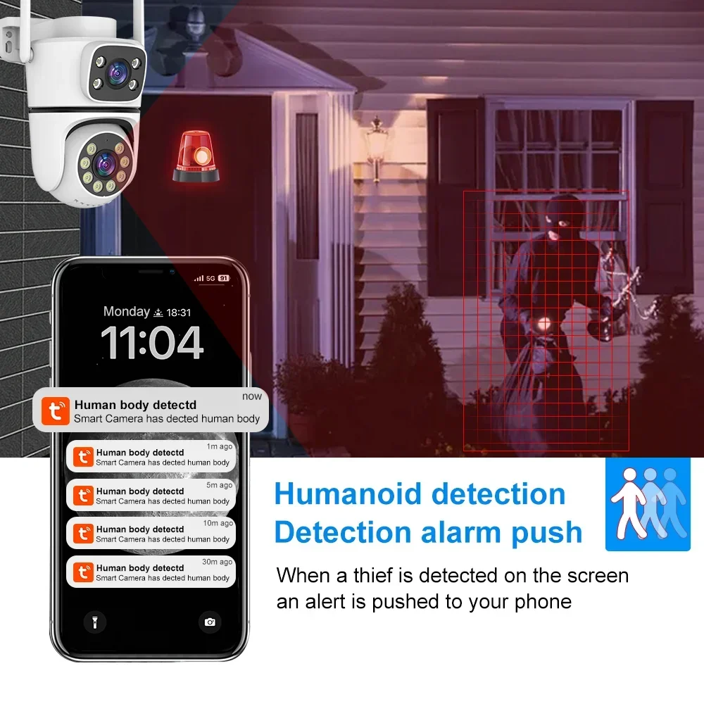 5G 10MP 12MP Tuya Wifi PTZ Camera Dual Lens Security Camera IR Human Detection Outdoor Wireless Surveillance Camera Tuya 5