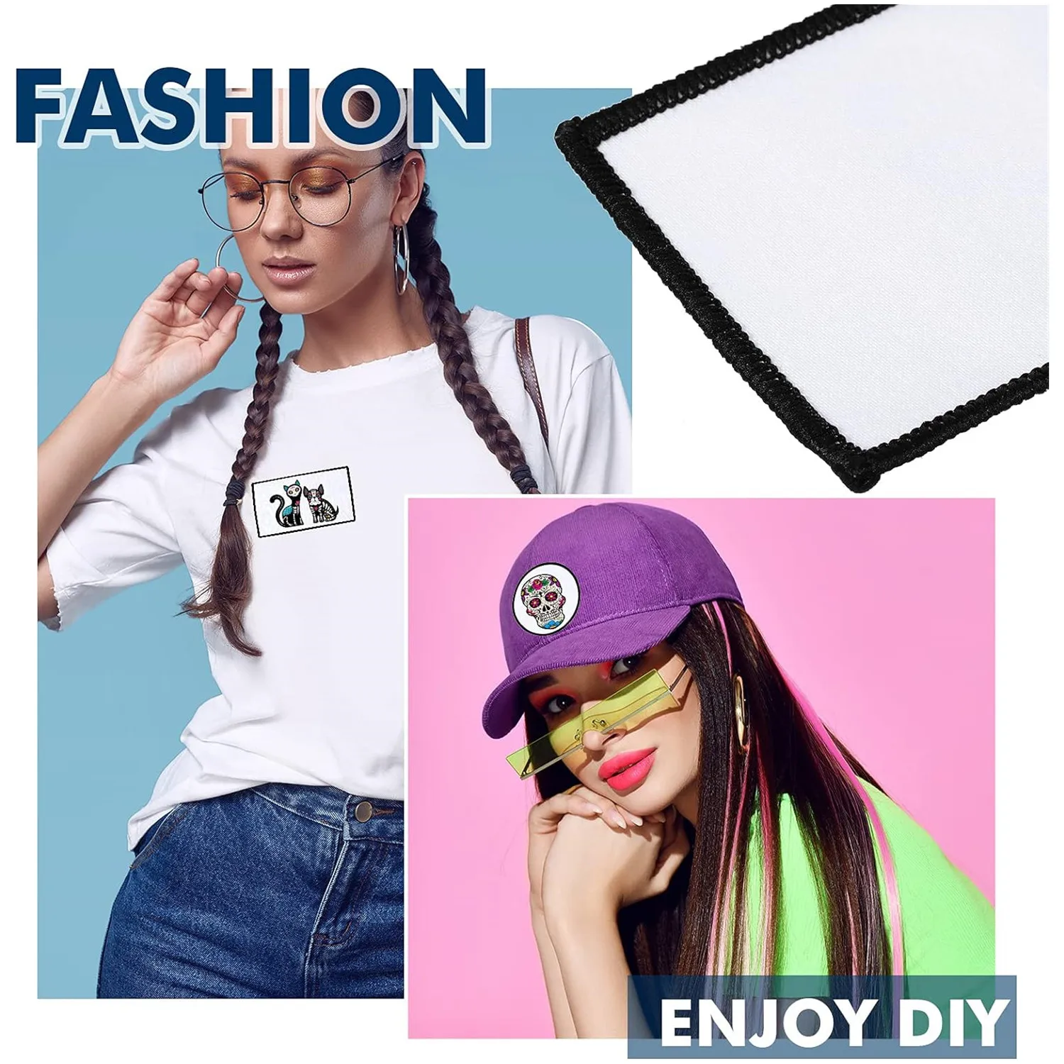 Sublimation Patches Fabric Iron-on Blank Heat Transfer Tag for DIY Crafts Caps Clothes Shoes Bags Backpacks Uniforms
