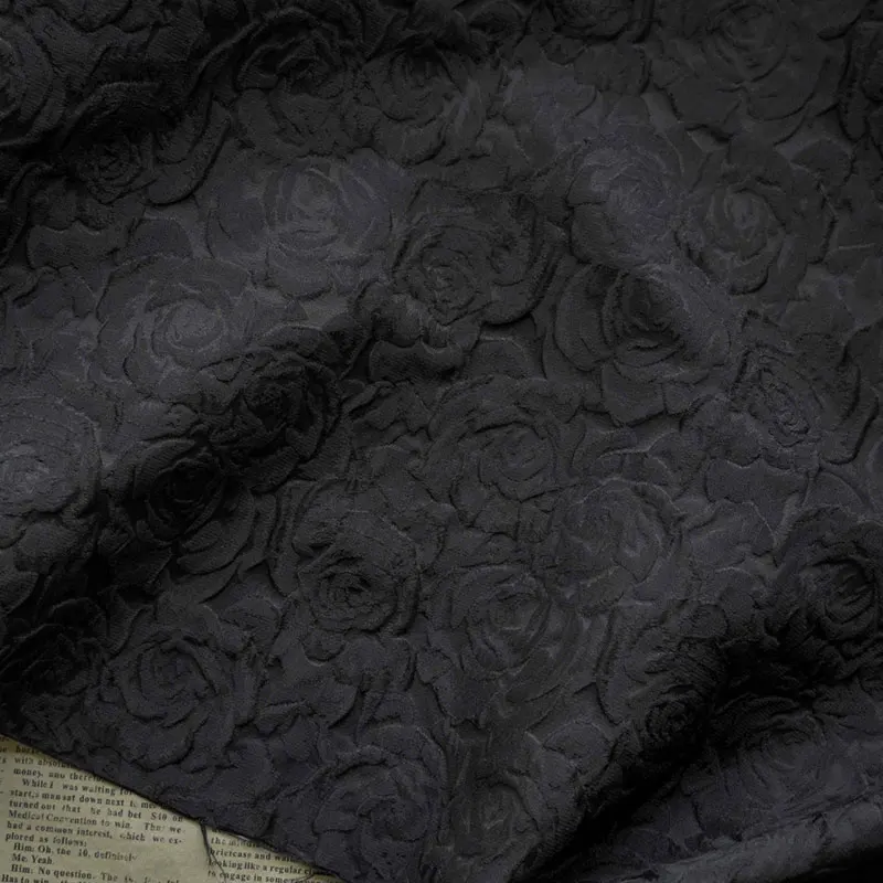 1/2/5m Embossed Dark Red 3D Rose Jacquard Yarn Dyed Fabric for Women's Dress Suit Bag Tablecloth DIY Sewing Vintage Floral Cloth