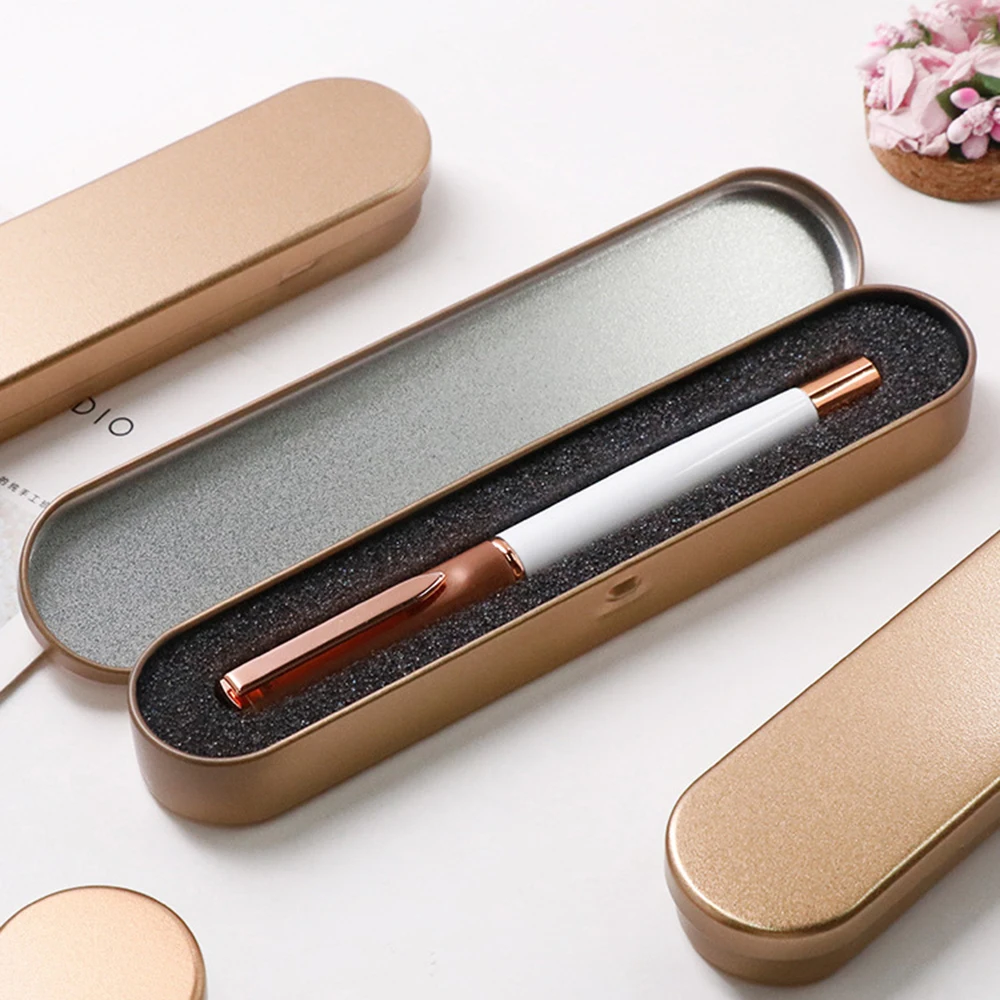 Metal Fountain Pen Box Portable Rectangle Pen Holder Pencil Case Multi-use Stationery Storage Case School Students Supplies