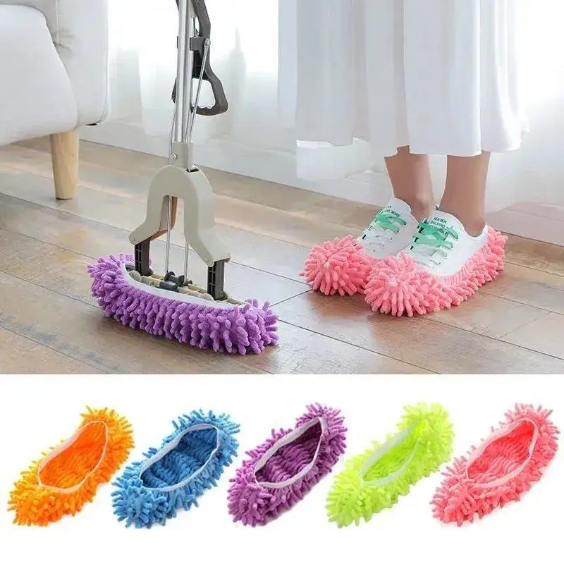 Mop Slippers for Floor Cleaning, Washable Reusable Shoes Cover, Microfiber  Dust Mops Mop Socks for Women Men Kids Foot Dust Hair Cleaners Sweeping