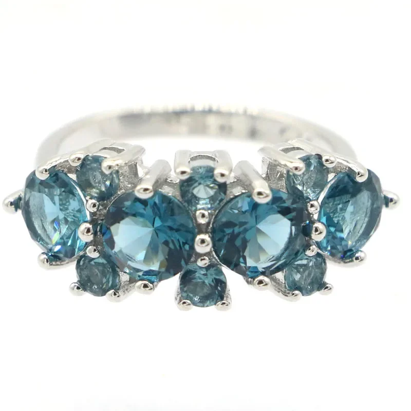 3.5g Customized 925 SOLID STERLING SILVER Ring Luxury Violet Topaz Citrine Peridot London Blue Topaz Rhodolite Garnet Sz 5.5-10