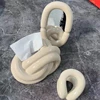 Fun Knot Tissue Box Ceramic Tissue Holder Cover Napkin Holder Desktop Storage Box for Home Office Living-Room Decoration 4