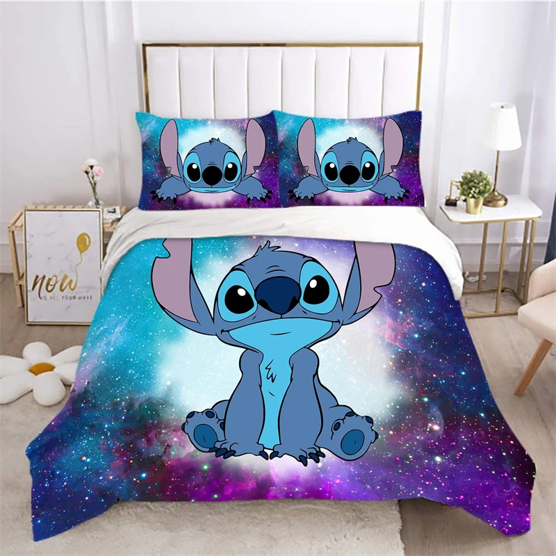 

Stitch Lilo Kids Cartoon Duvet Cover Girls Cute Bedding Set with 1 Duvet Cover and 2 Adult Pillow Shams (Galaxy, Single Double)