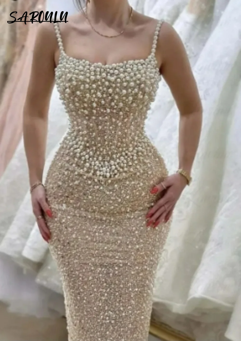 

Блестящее вечернее платье на бретельках, Роскошные свадебные платья до пола, романтичное женское платье