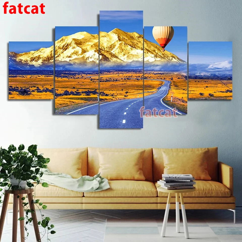 

5 pieces DIY diamond painting cross embroidery Nordic hot air balloon Jinshan Road diamond embroidery wall art home decor WE125