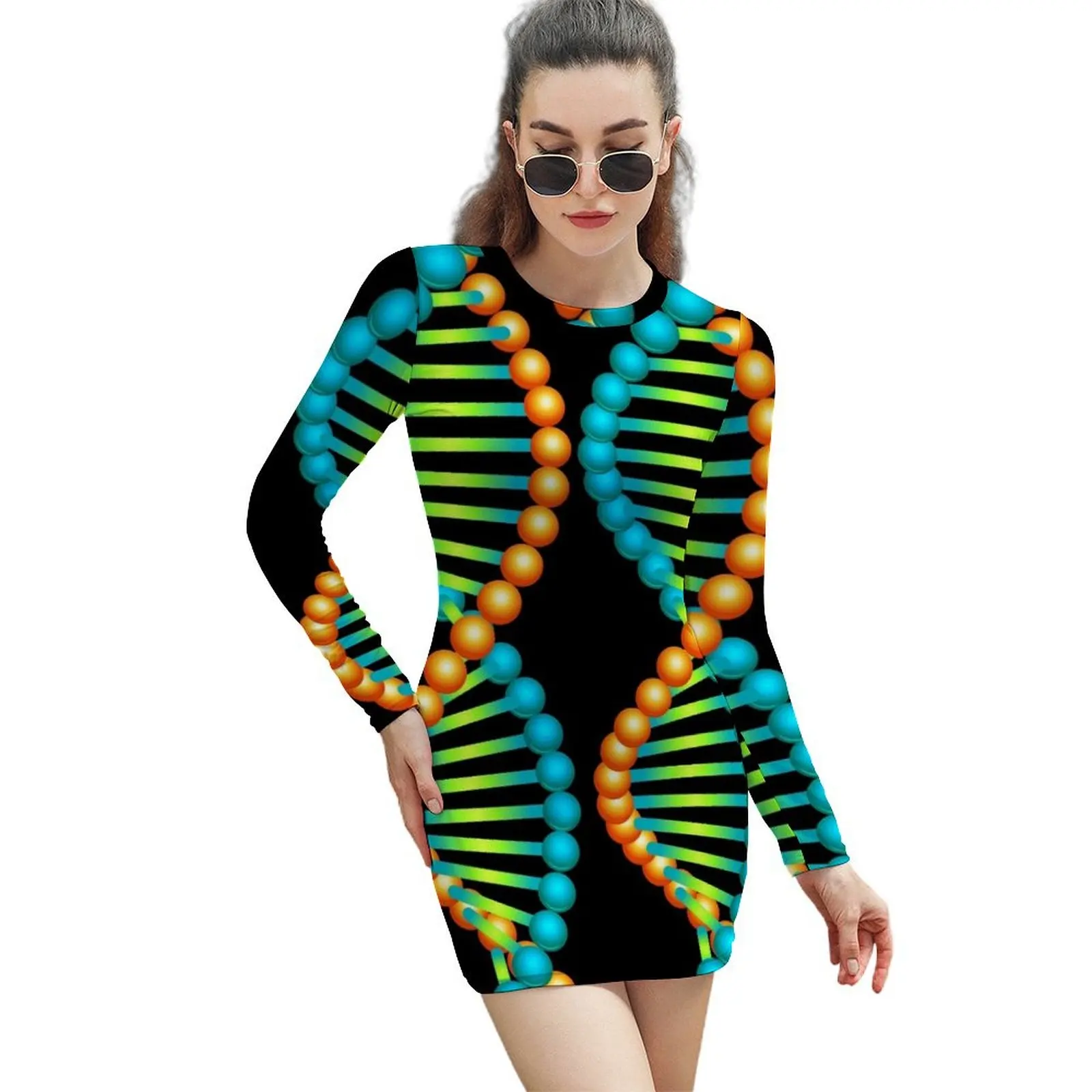 

DNA helix Long-Sleeved Sheath Dress summer clothes beach outfits for women Dresses gala