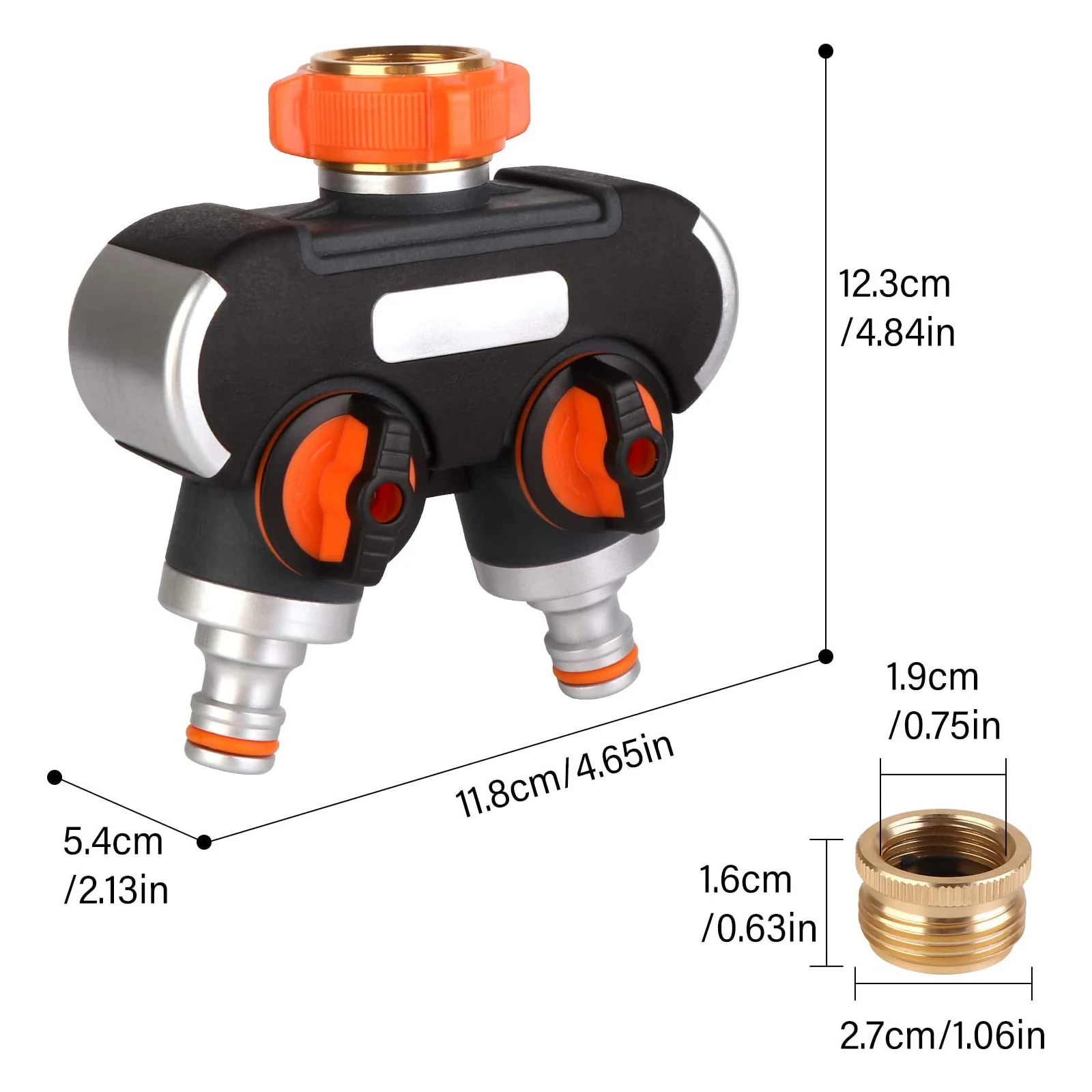 2 Connettori Per Tubo Da Giardino In Ottone + 2 Adattatori 2-in-1 Da 1/2 E 3/4 Di Pollice – Raccordo Rapido Antigoccia, 200 PSI