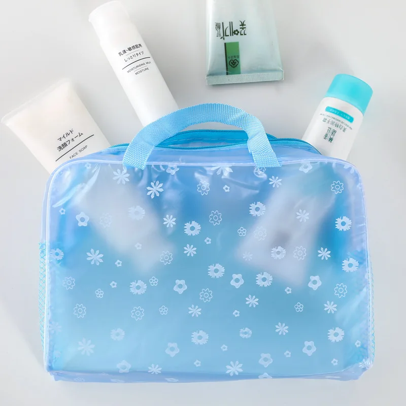 Bolsa de aseo de viaje portátil para hombres y mujeres, bolsas de cosméticos de gran capacidad, bolsa de almacenamiento de cosméticos de plástico transparente