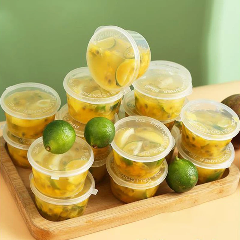 Plastic Sauce Jars Portion Boxes With Lids Thickened Disposable BBQ Sauce Seasoning Small Dish Chili Cup Container 50pcs/set