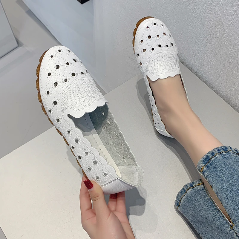 

Туфли женские на плоской подошве, дышащие лоферы, круглый носок, Повседневная модная обувь, белые, 2022