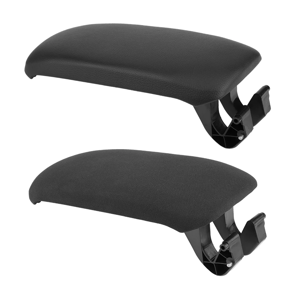 Sleek Black Leather Center Console Armrest Lid Cover