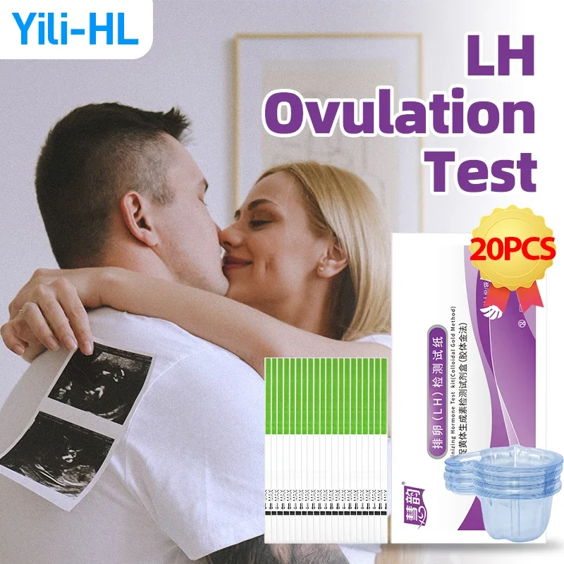 LH Ovulation Test Strips Luteinizing Hormone Early Tests Kit Female Urine Measuring Cup Accuracy Women 20pcs