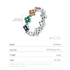 MODIAN 925 Sterling Silver Sweet Rainbow Color Zirconia Lucky Four Leaf Clover Fashion Finger Rings For Women Fine Jewelry 3
