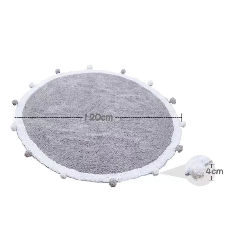 Round Carpets For Living Room Bedroom Cotton Soft Rugs Baby Crawling Mat Fleece Carpet With Ball Decor Kids Room Home Decoration 6