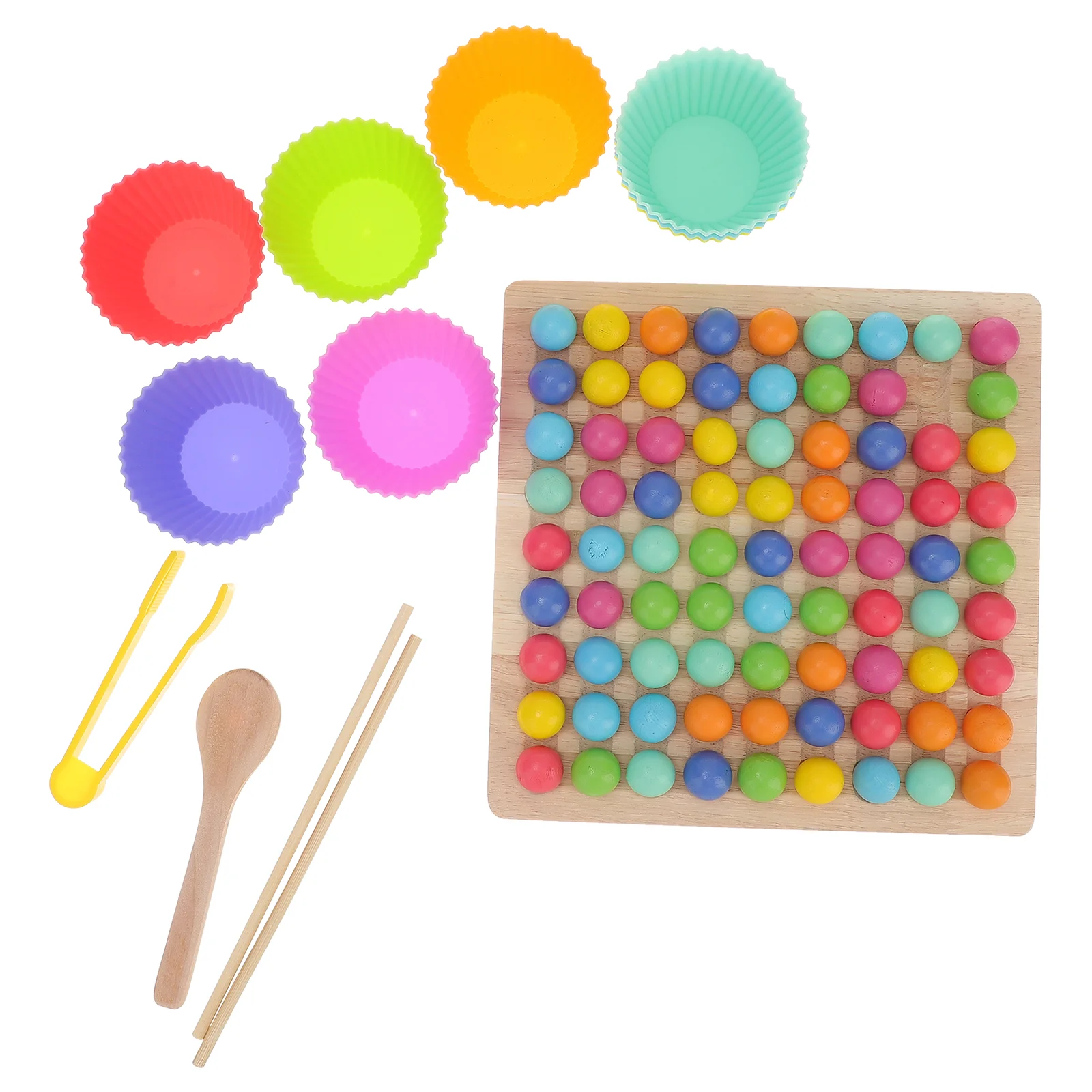 

Checkerboard Color Beads Match Parent-child Toys for Girls Rainbow Puzzle Plastic