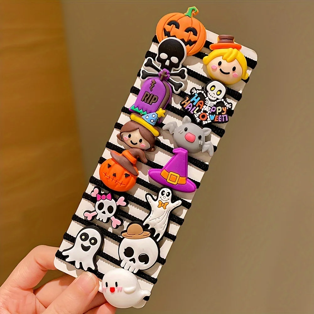 14 Pieces of Halloween Pumpkin Ghost Accessories, Funny Hair Ties, Halloween Gifts for Girls