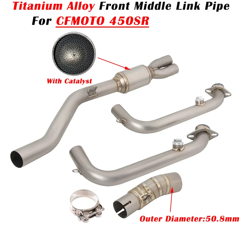 

Slip On For CFMOTO 450SR Motorcycle Exhaust Escape System Modified Titanium Alloy Front Mid Link Pipe With Catalyst Connection