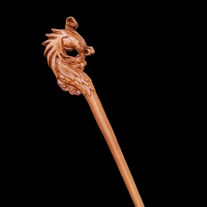 

Lightning strike, jujube wood, original national style, dragon and Phoenix, Phoenix hairpin, simple Chinese Taoist wooden hairpi