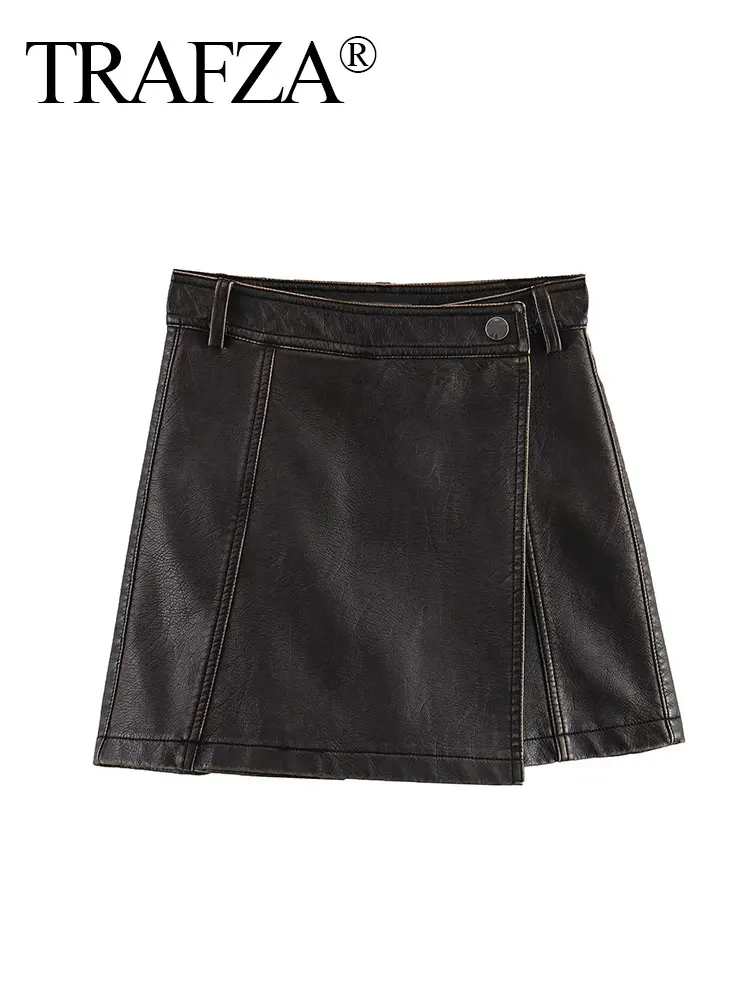 trafza-autumn-retro-high-waist-women's-asymmetrical-zipper-skirts-a-line-casual-shorts-women's-fashion-imitation-leather-skirts