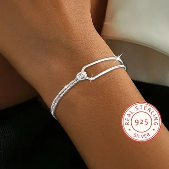 New S925 Silver Minimalist Geometric Collage Bracelet Women's Jewelry Exquisite and Elegant for Birthday and Christmas Gifts 1