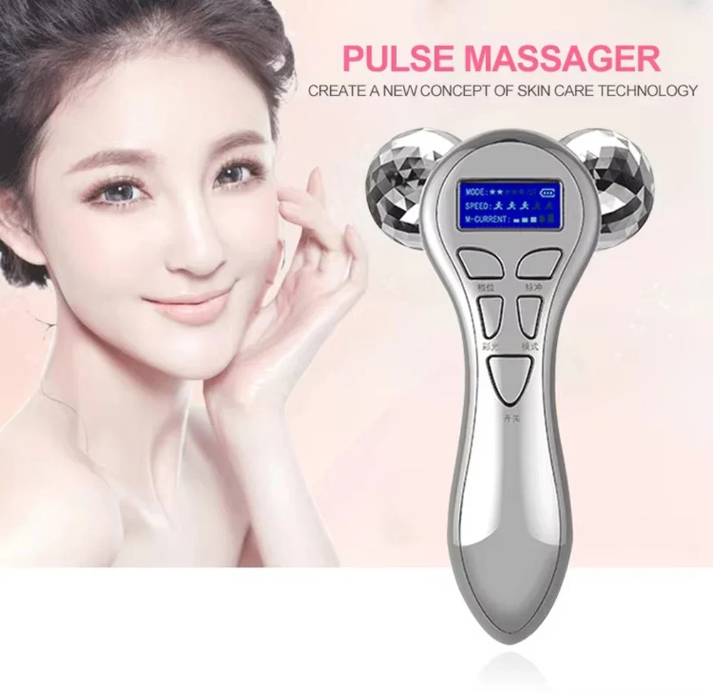 4D Face Massager Roller Microcurrent Vibration Facial V Lifting Massage Devices Beauty Skin Care Tool For Neck Eye Body