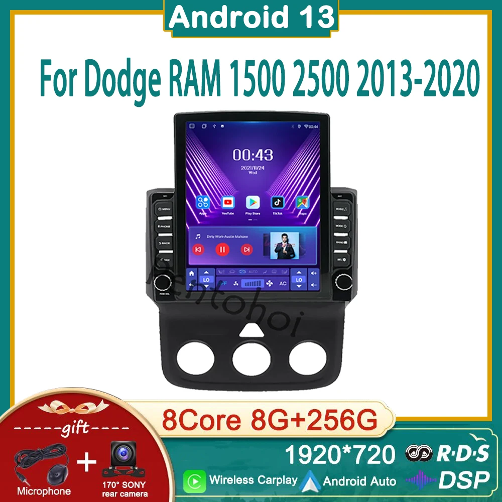 펜토호이 자동차 라디오, 닷지 램 1500 2500 2013 2020 카플레이, 자동 안드로이드 13 DVD 멀티미디어 비디오 플레이어, 스테레오 GPS, 5G 와이파이  Best5