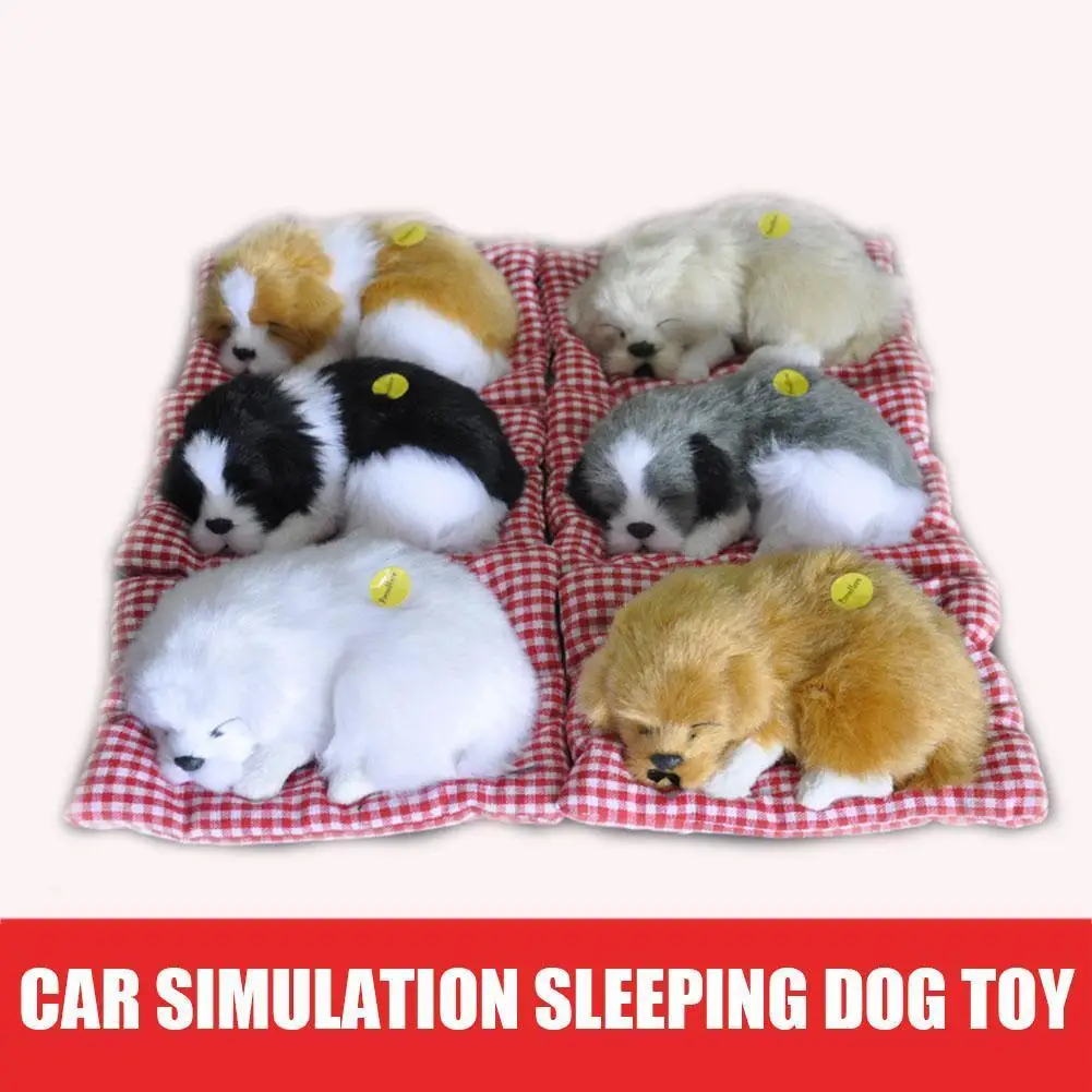 

Имитация милой собаки звучит кукла милая Спящая плюшевая собака на коврике мягкие украшения для приборной панели автомобиля и домашнего декора U9M5