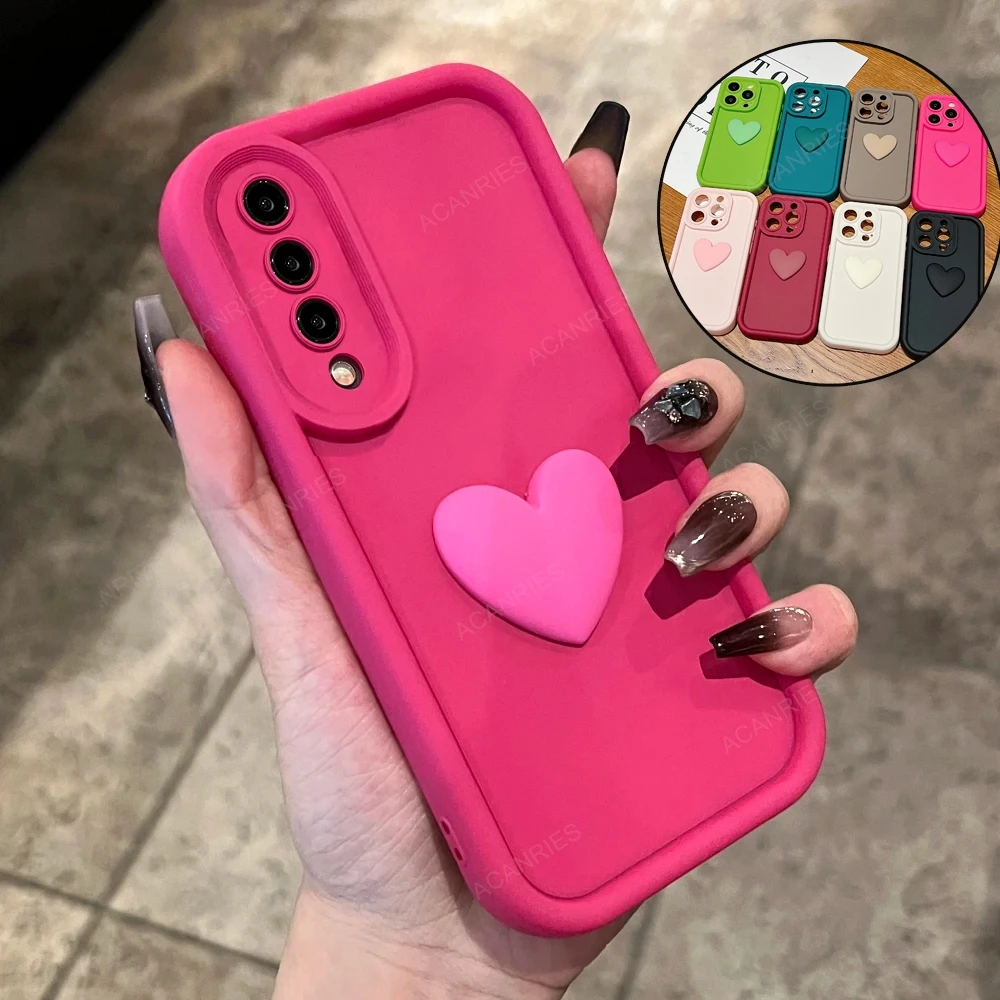 Charming Love Heart Matte Silicone Case - Soft Protective Back Cover