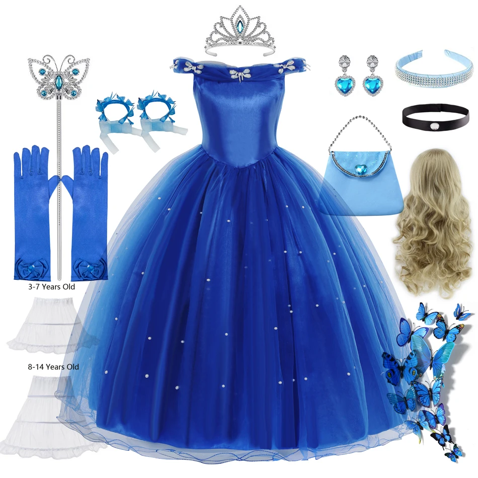 Ragazze Cenerentola Dress Christmas Halloween Party Princess Costumes Kids Birthday Gown Dresses