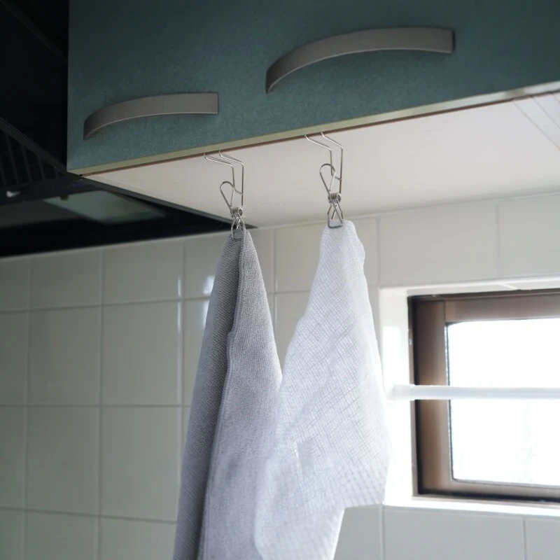 Stainl Steel Kitchen Glove Organizer Clamp Sponge Holder Cabinet Door Hook Kitchen Storage Solution Separator Ra