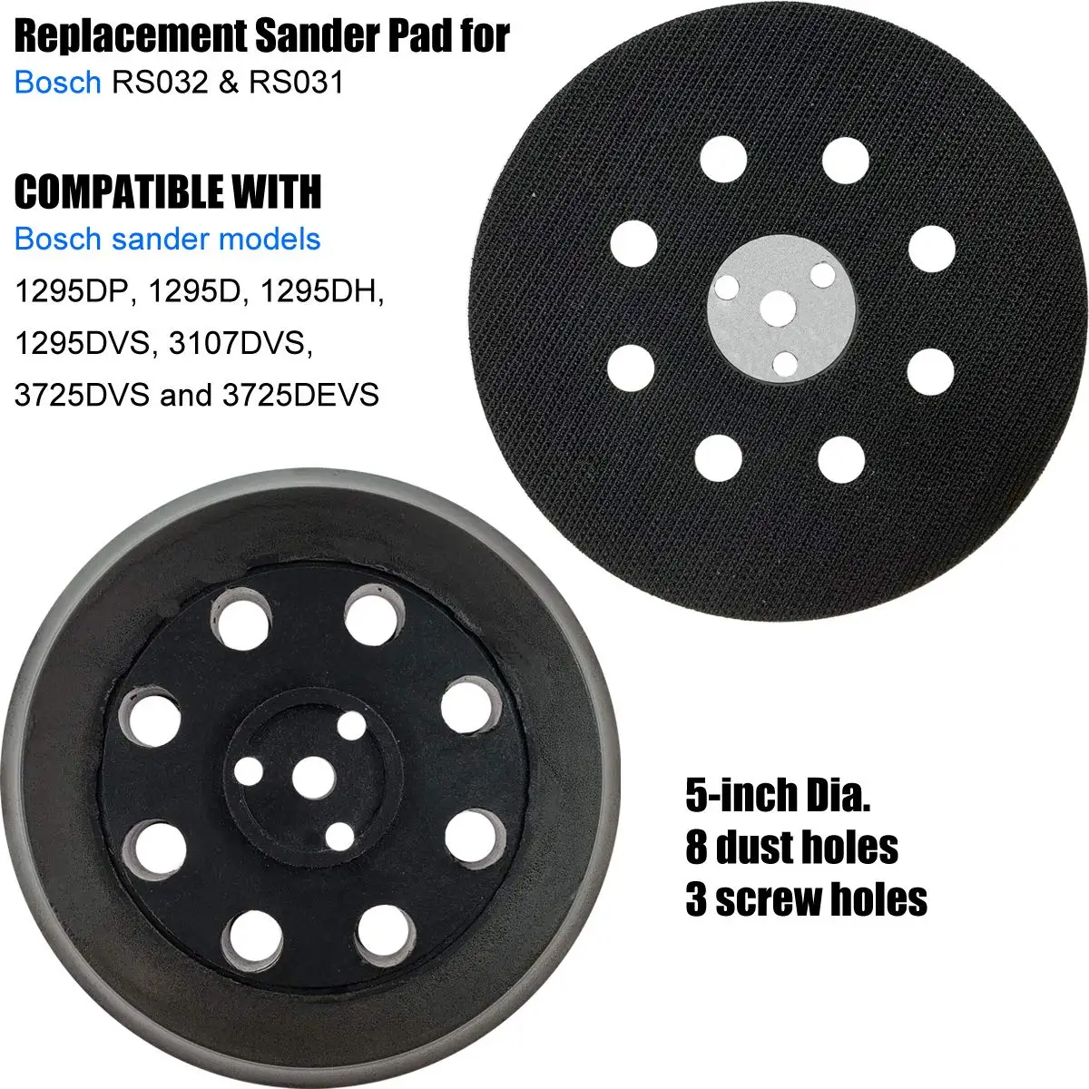 5 Inch 125MM Hook and Loop Replacement Backing Plate Sanding Pad for