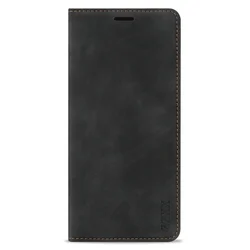 Leather Magnetic Flip Wallet Case - Skin-Friendly Card Holder Design for Redmi Note 13 Pro 4G (Black)
