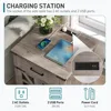 Farmhouse End Table with Charging Station, 24" Large Sofa Side Table with Drawer 4