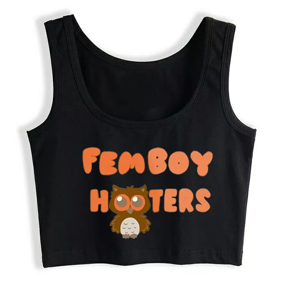 Femboy Hooters Graphic Sexy Crop Top Girl's Spoon And Fork Cliparts Print Anime Tank Tops Summer Naughty Training Camisole