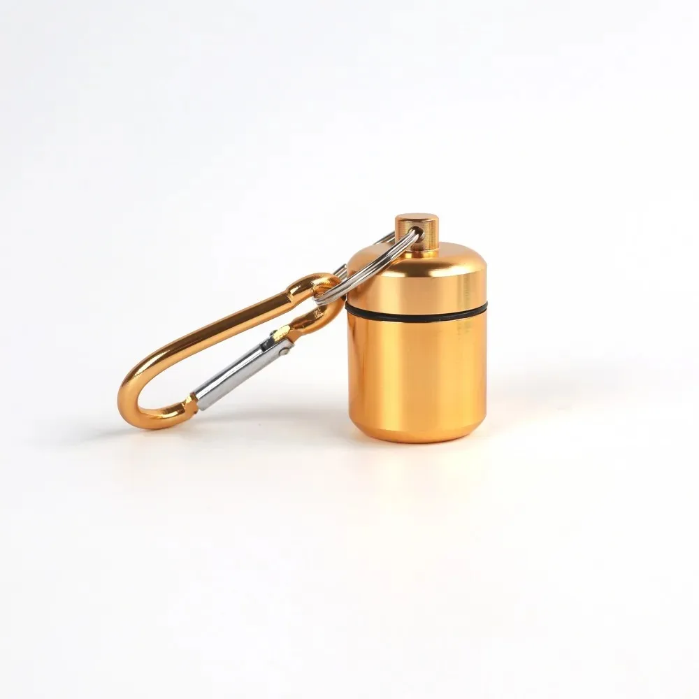 Waterproof Aluminum Pill Box with Sealed Storage and Keychain