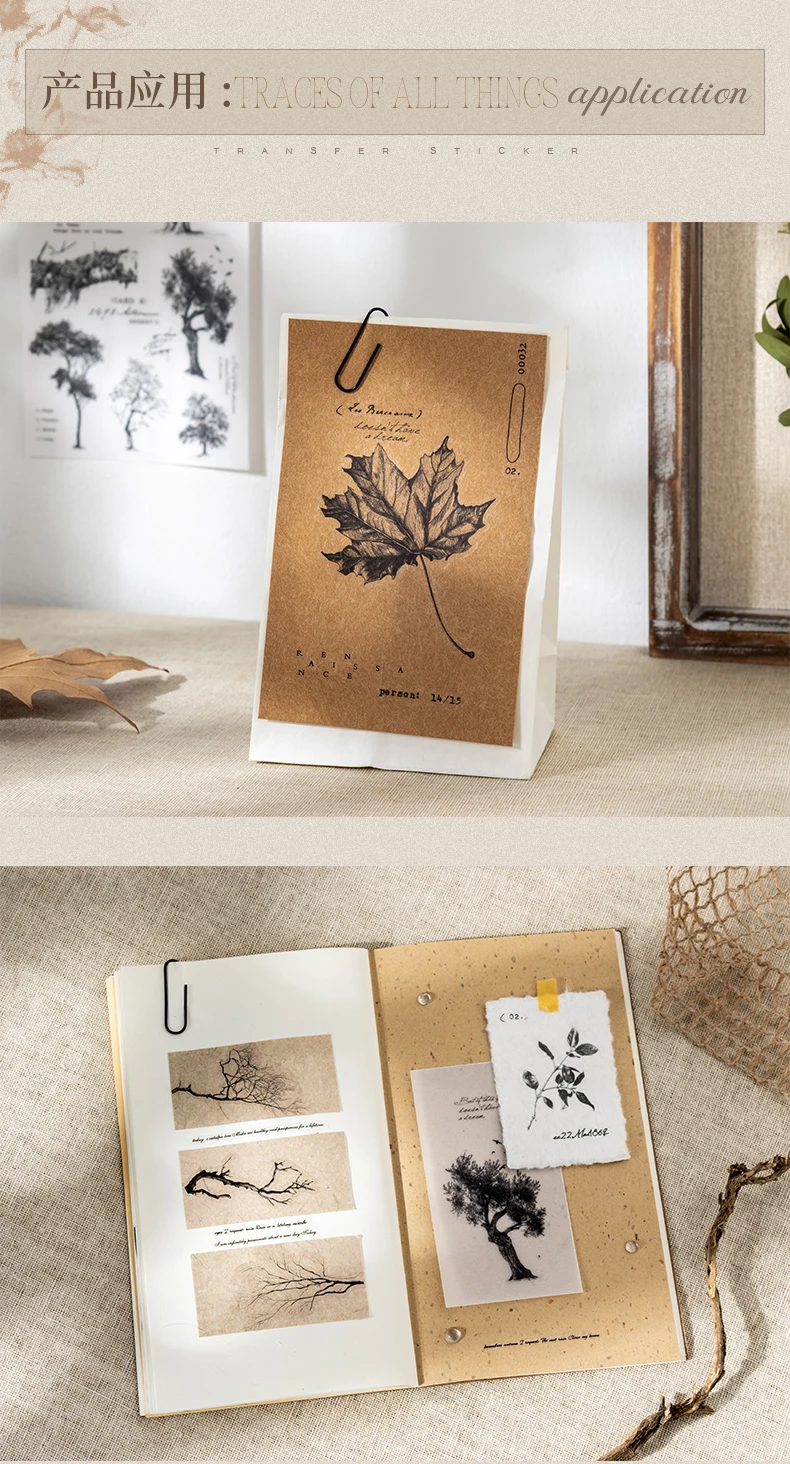 2 Stück Vintage-Aufkleber, Materialpaket, DIY-Etiketten, Nachrichtenboden, Retro-Pflanze, Handkonto, dekorative Scrapbooking-Aufkleber – Detail 12