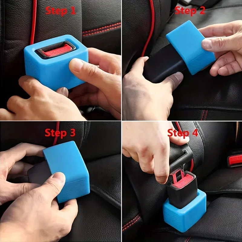 Seat Belt Cover Car Seatbelt Silicone Buckle Protective Cover Locking Upright Device Card Slot Bracket Guard Seat Belt Holder Car Accessories