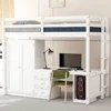 4-in-1 Full Size Loft Bed with 2 Large Drawers Wardrobe, Desk and Storage Drawers,Modern Style Daybed,Children Bed Boys Bed Gray 4