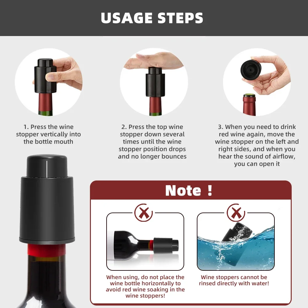 1/2pc Vacuum Wine Bottle Cap Stopper Sealed Storage Vacuum Memory Wine Stopper Push Style Barware Wine Cork Black Bar Tools 4 1/2pc Vacuum Wine Bottle Cap Stopper Sealed Storage Vacuum Memory Wine Stopper Push Style Barware Wine Cork Black Bar Tools 4