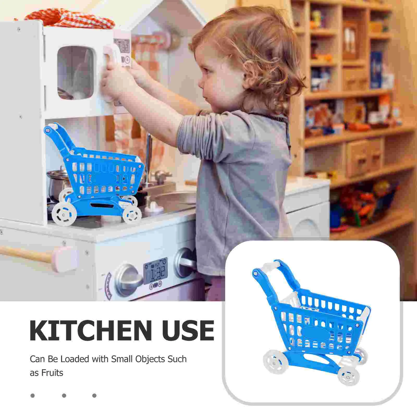 Children's Shopping Cart Miniature Basket for Kid Toys Plastic Office Kids 6
