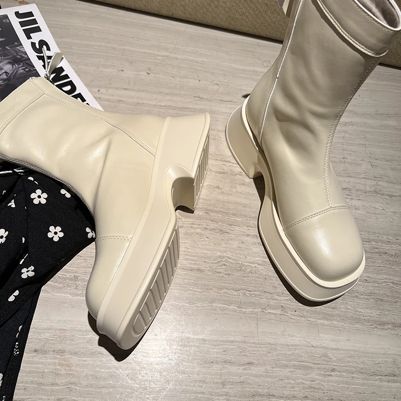 Princess Sweet Punk Shoes Leather Boots Muffins Thick Bottom Boots Casual and Fashion Shoes Big Head Shoes Women Shoes for Women