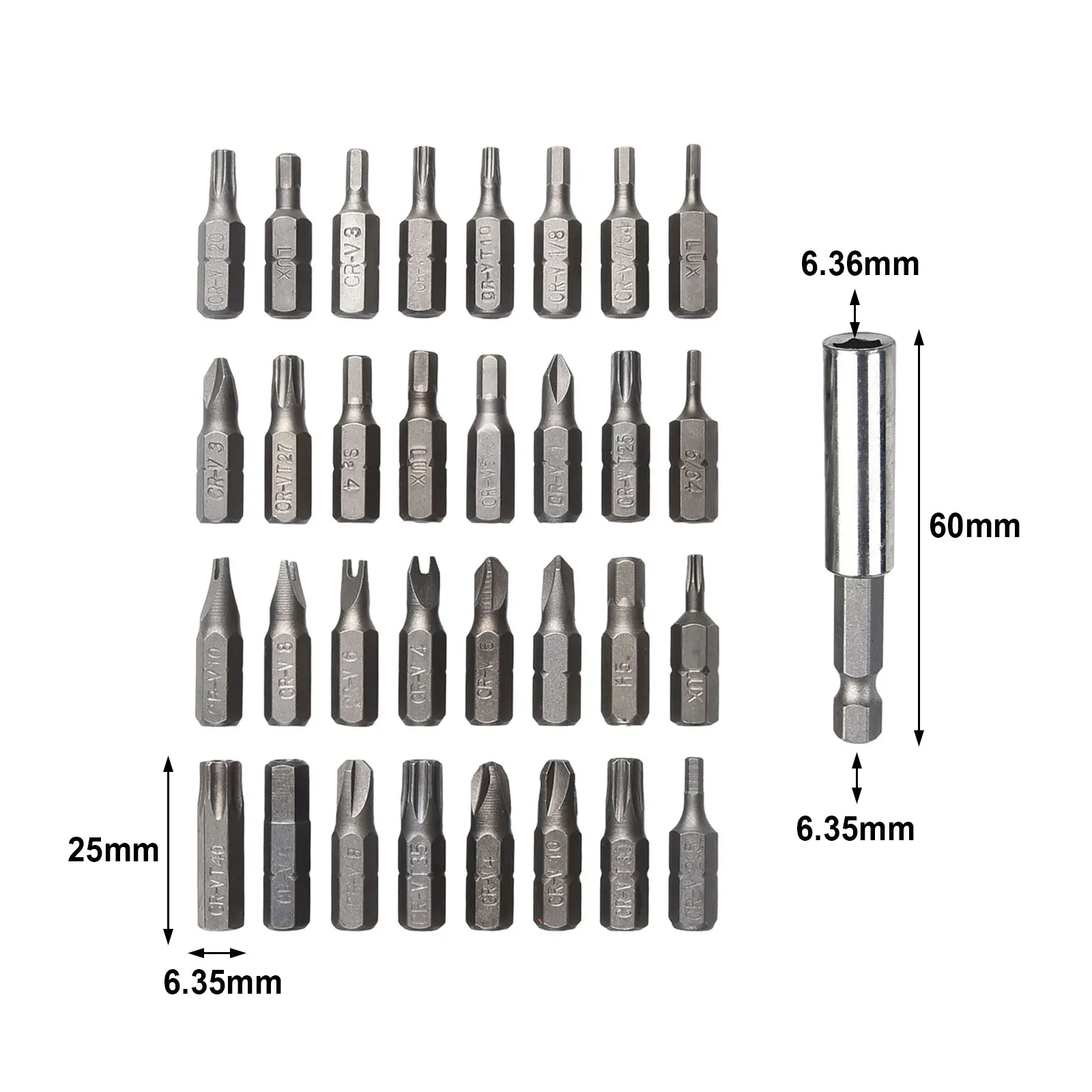 33pcs Screwdriver Bit Combination Set Magnetic Extension Bit Holder Screwdriver Bits Set Quick Release Bit Holder Hollow / Solid 4
