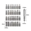 33pcs Screwdriver Bit Combination Set Magnetic Extension Bit Holder Screwdriver Bits Set Quick Release Bit Holder Hollow / Solid 4