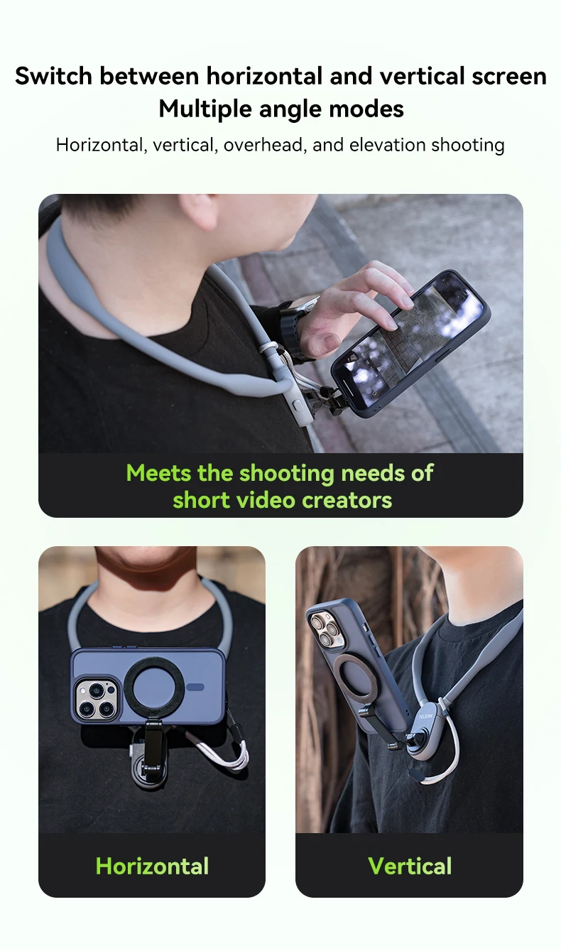 TELESIN Silicone Phone Magnetic Neck Mount Quick Release Hold for Iphone 15 14 1
