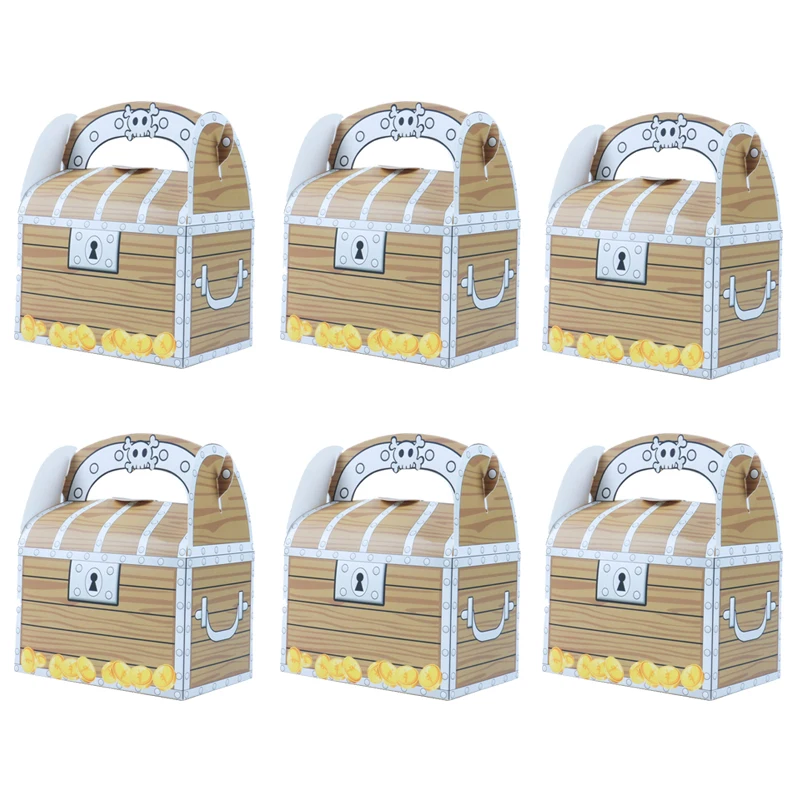 

6pcs Happy Halloween Treasure Chest Goodie Candy Cookies Box Pirate Theme Party Decoration Kids Birthday Packaging Gift Boxs