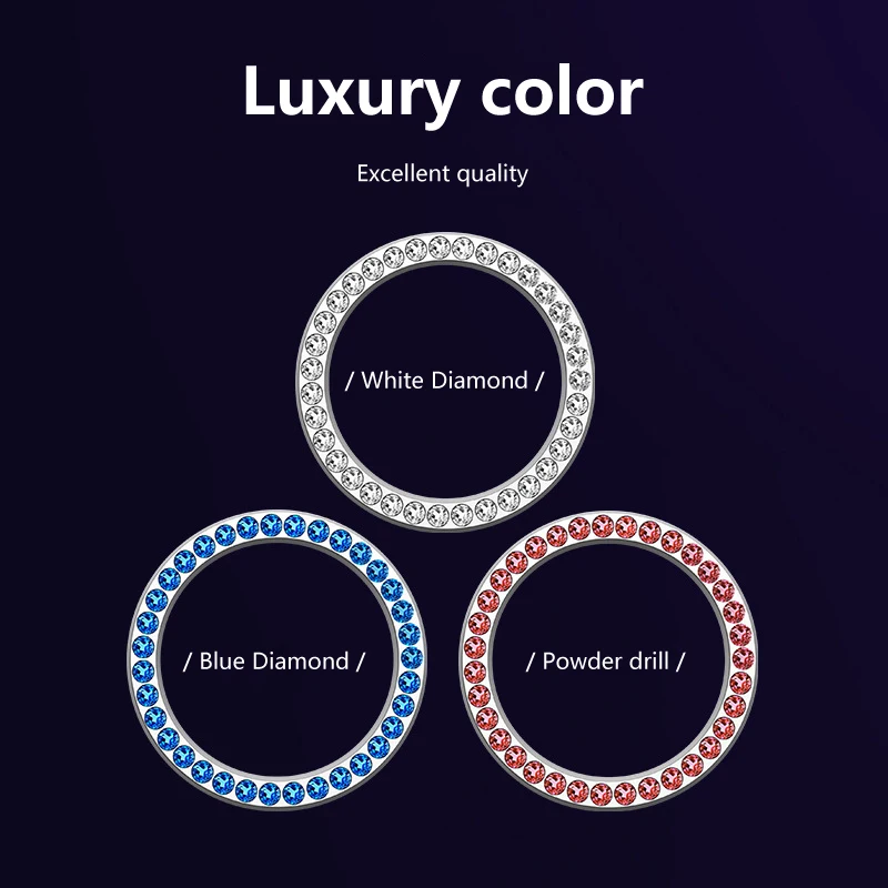 

Car One Key Start Button Decorative Ring Diamond Diamond Diamond Round Engine One Key Start Stop Switch Ring Interior SUV