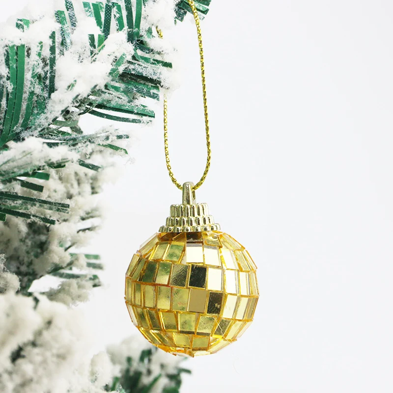 (12pcs/pack) 4cm Christmas Ball Laser Mirror Glass Christmas Party Live House Decoration Pendant Cake Accessories DIY